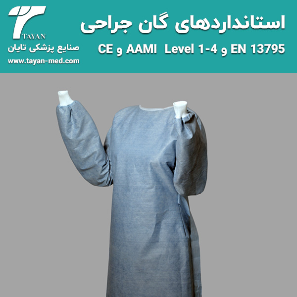استانداردهای-گان-جراحی-(EN-13795-،-AAMI--Level-1-4-و-CE)-تایان